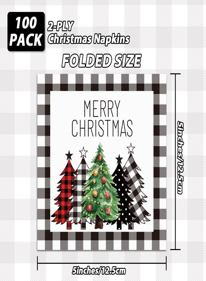 تفكس جيه مناديل عيد الميلاد بنقشة مربعات الجاموس باللونين الأسود والأبيض، مناديل غداء عيد الميلاد الريفية، مناديل ورقية شتوية للضيوف، مناشف يد للاستخدام مرة واحدة لتزيين طاولة عيد الميلاد (عبوة من 100 منديل) - Image 2